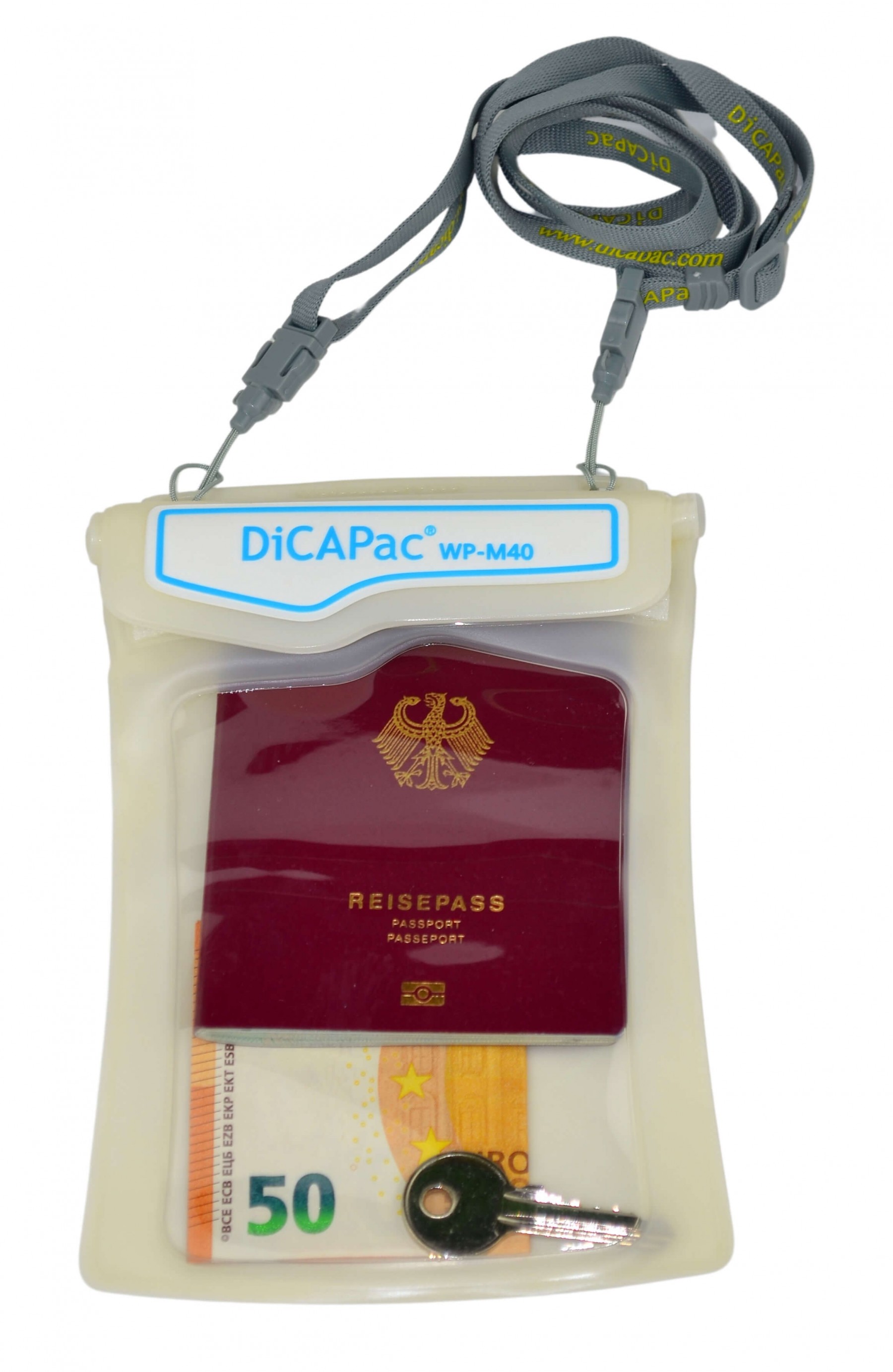 DiCAPac WP M40 Unterwasser Schutztasche Dokumente Wertsachen vorne