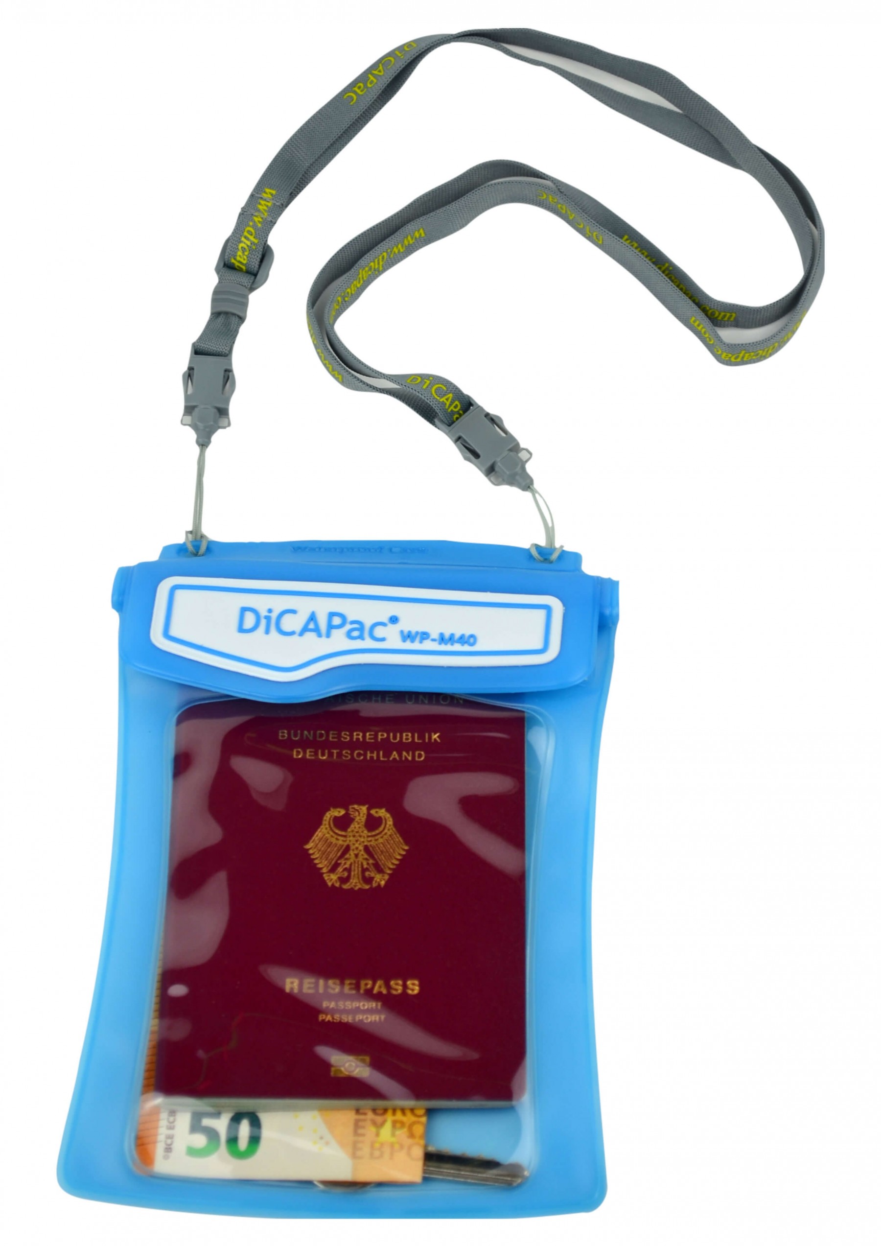 DiCAPac WP M40 Unterwasser Schutztasche Dokumente Wertsachen vorne