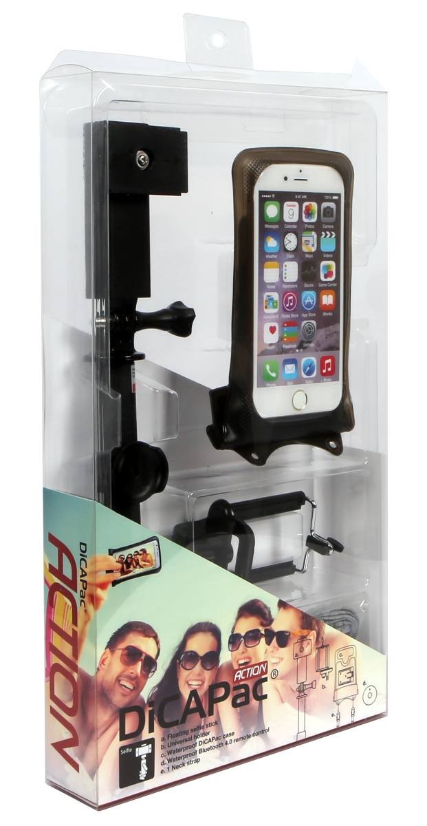 DiCAPac Action DRS-C2 wasserdichtes Smartphone Hüllen Set - mit Bluetooth Selfie Stick