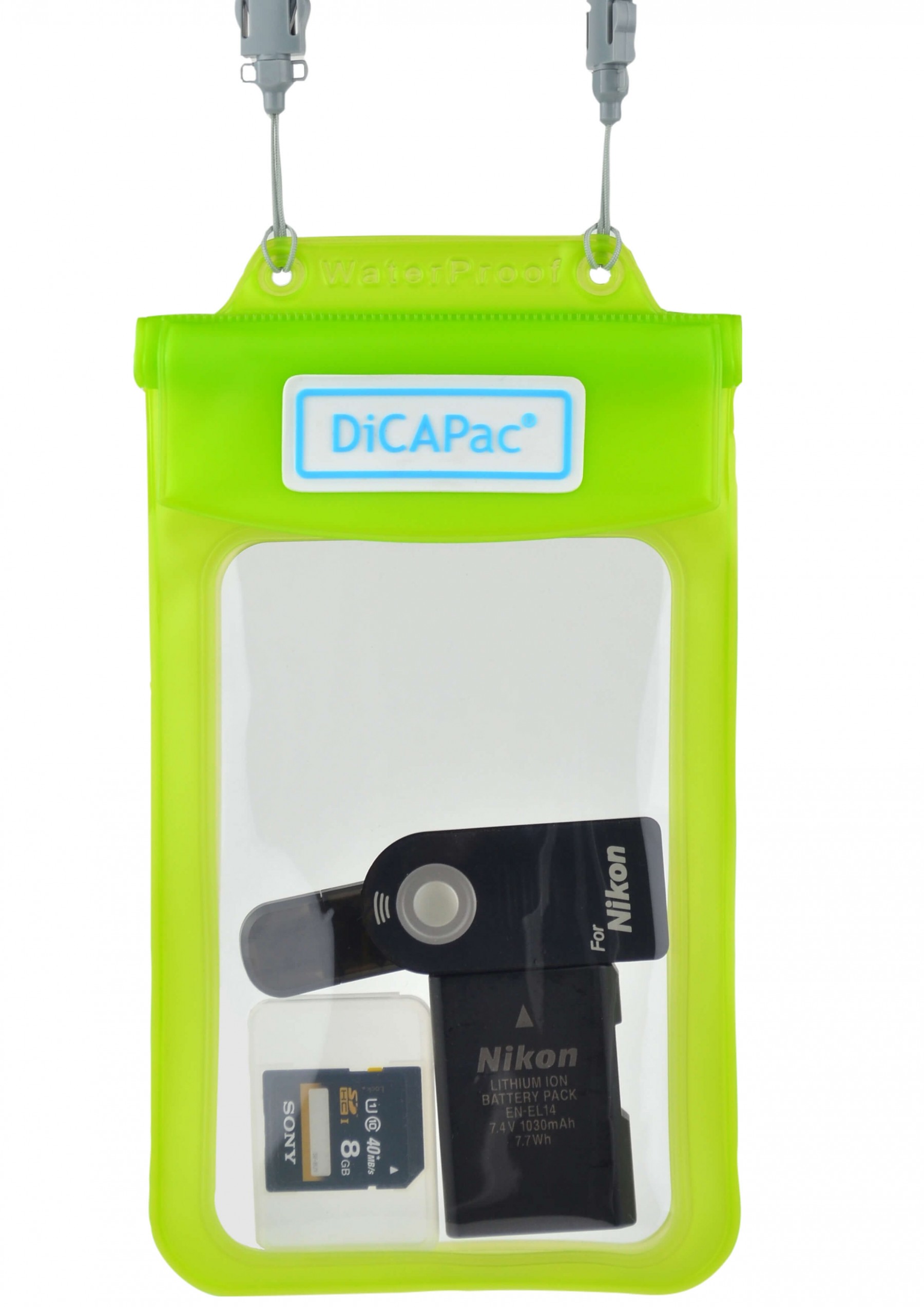DiCAPac WP 565 kleine wasserdichte Schutzhülle für persönliche Gegenstände Zubehör Akkus Speicherkarten schwarz vorne