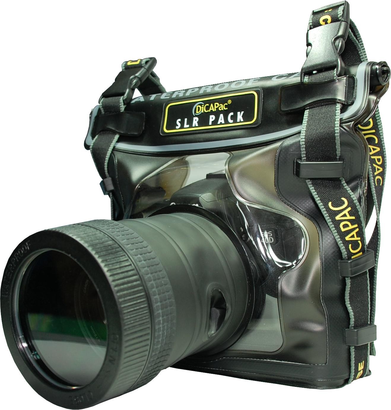 DiCAPac WP-S10 Spiegelreflexkamera Unterwassergehäuse seite mit kamera